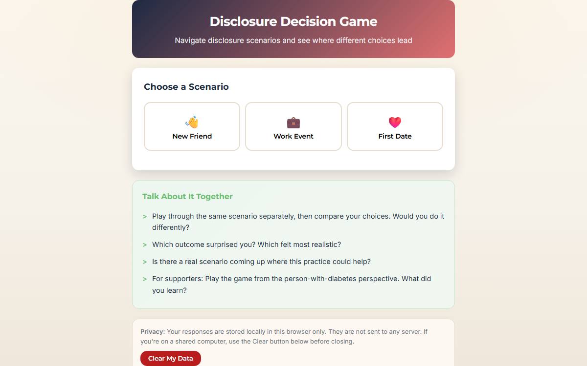 Disclosure Decision Game screenshot